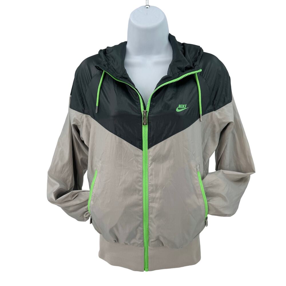 Nike Sportswear Gray Black Windrunner Hooded Full Zip Jacket Womens S Colorblock